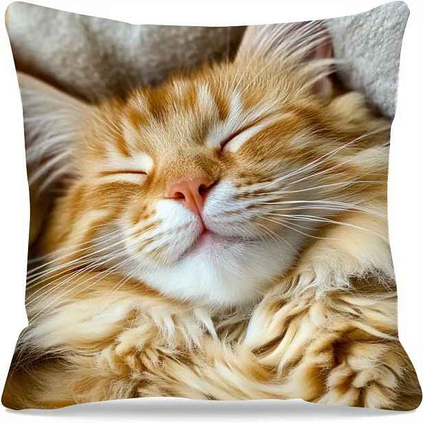 TEMU 1 povlak na polštář s moderním designem kočky Maine Coon, rozměry x , lze prát v pračce, vyrobeno z měkké a hladké polyesterové krátké plyšové