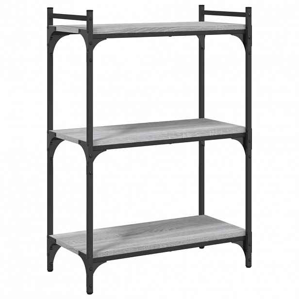vidaXL Knihovna se 3 policemi šedá sonoma 60x30x86 cm kompozitní dřevo