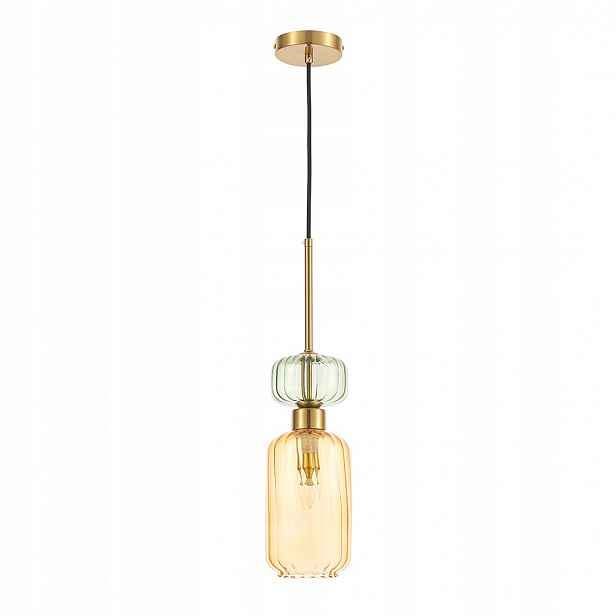 Závěsná lampa Milagro Molly Amber 1xE14 skleněná jantarová zlatá nastavitelná