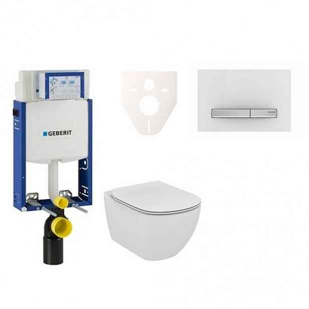 Závěsný set WC TESI Rimless + modul Geberit Kombifix s tlačítkem Sigma 50 (alpská bílá) 110.302.00.5 NE8