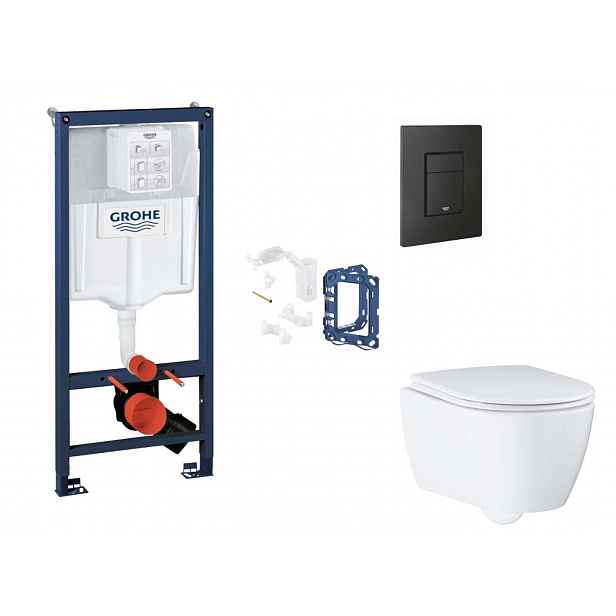 Grohe Rapid SL - Set předstěnové instalace, klozetu, sedátka SoftClose, tlačítka Even a sady pro vhazování tablet, phantom black SANI11BB5139