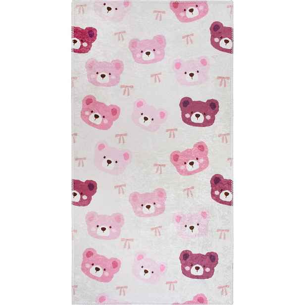Růžový/slonovinový pratelný dětský koberec 80x150 cm Cute Teddies Pink – Vitaus
