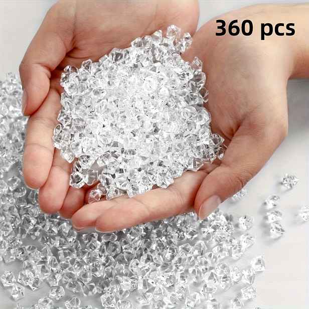 TEMU 360 ks Elegantních Průhledných Akrylových Drtěných Ledových Kostek - Realistické Plavající Ledy pro Svatební, Párty a Domácí Výzdobu - Odolné