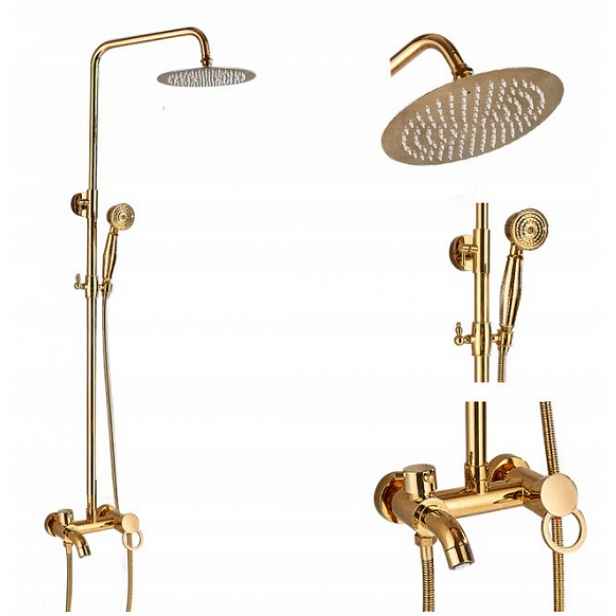 Sprchový Set S Dešťovou Sprchou Zlatý Retro