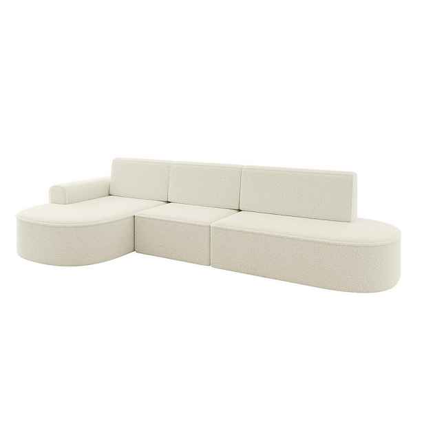 ALTDECOR ROHOVÁ SEDAČKA s funkcí spaní a otomanem, levá MARI-L2-S 368x167x85 Béžová Buklé