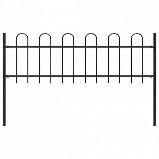 vidaXL Zahradní plot BOXTEL s obručí nahoře ocelový 170 x 60 cm černý