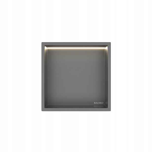 Vnitřní Police S Led Osvětlením 30x30 cm Gun Metal Wall-box One Led Balneo