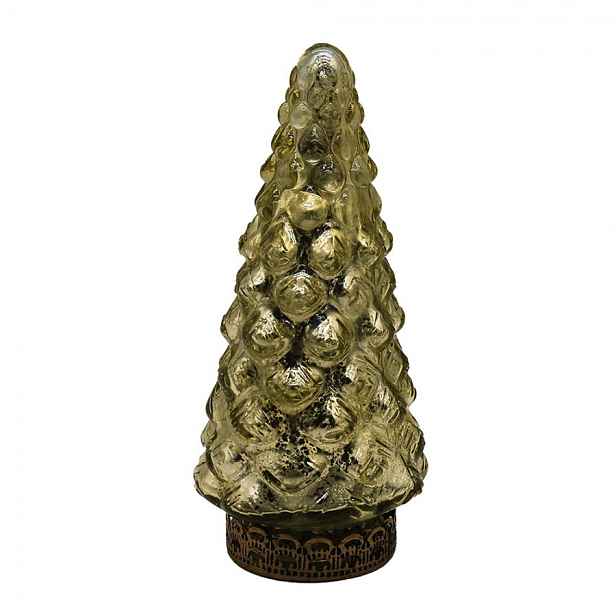 Zlatý skleněný dekorační svítící stromek LED Tree - Ø 8*16 cm  Clayre & Eef