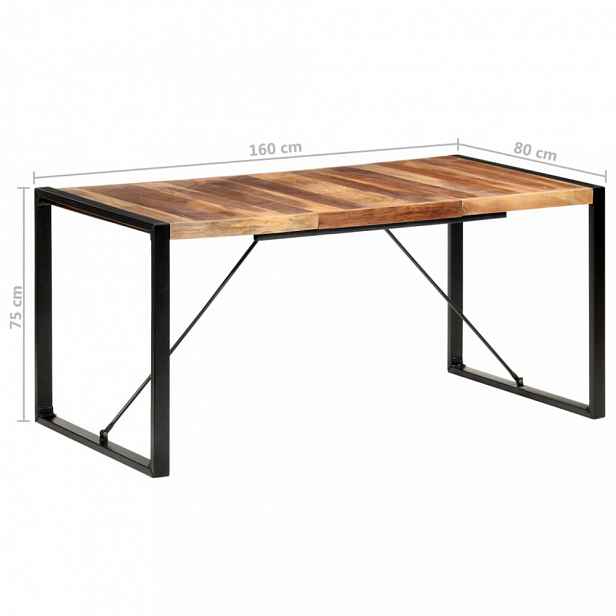 Jídelní stůl masivní dřevo / kov 160x80x75 cm
