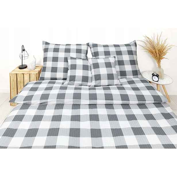 Krepové povlečení Premium šedá mřížka Kratka 22021-1 220x200