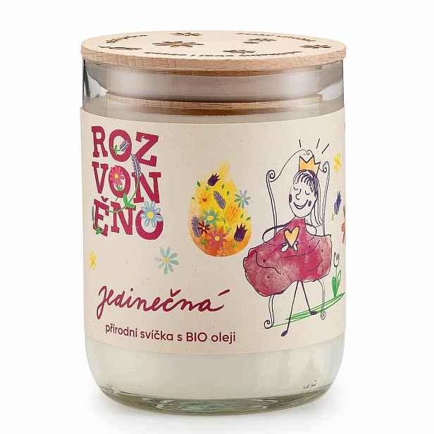 Rozvoněno Přírodní svíčka Jedinečná s Bio geránií a palmovou růží 300 ml