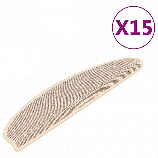 vidaXL Schodové rohože 15 ks 65 x 21 x 4 cm bílé a hnědé, půlkulaté, velké