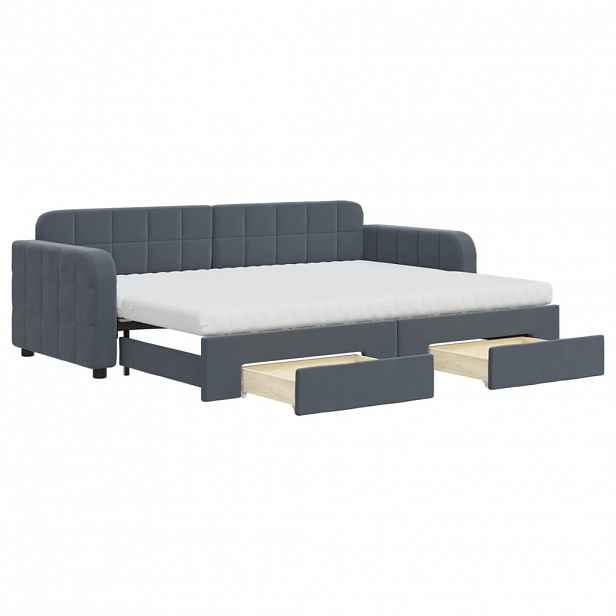 vidaXL Válenda s přistýlkou a zásuvkami tmavě šedá 80 x 200 cm samet