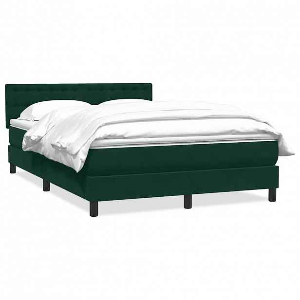 vidaXL Box spring postel s matrací tmavě zelená 160x220 cm samet