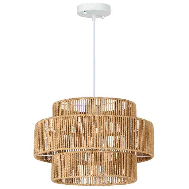 HOMCOM ZÁVĚSNÁ LAMPY Závěsná lampa s paticí E27, styl boho do kuchyně, světle hnědá