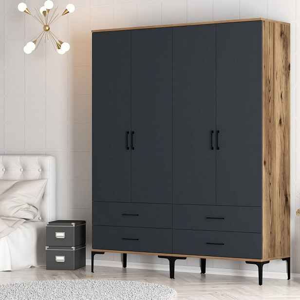 Šatní skříň Kumsal TT - Walnut, Anthracite