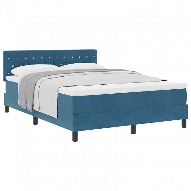 vidaXL Postel s boxspringem s matrací Tmavě modrá 160 x 200 cm samet