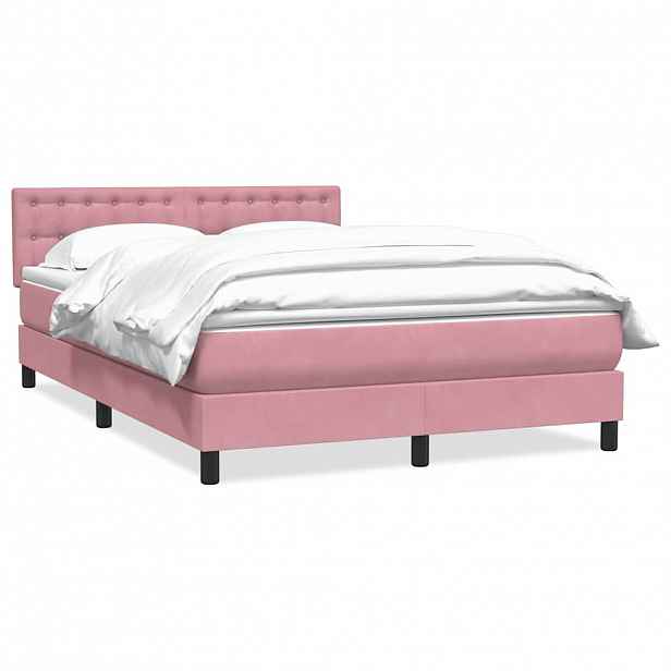 vidaXL Box spring postel s matrací růžová 160x220 cm samet