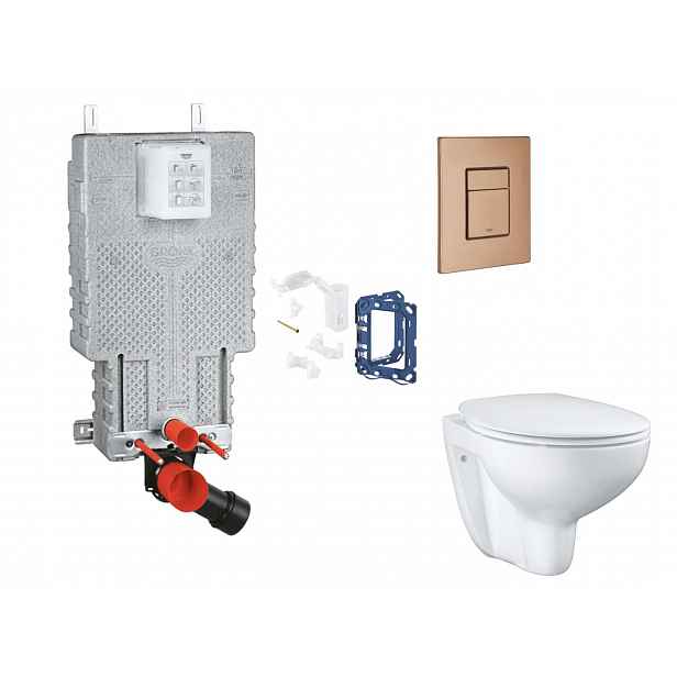 Grohe Uniset - Set předstěnové instalace, klozetu, sedátka SoftClose, tlačítka Skate Cosmopolitan a sady pro vhazování tablet, kartáčovaný Warm Sunset