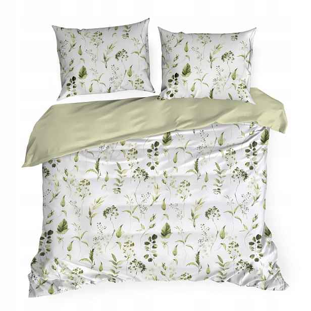 Povlečení Spring 160x200 Eurofirany olivově bílá botanický vzor