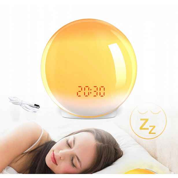 Světelný budík Sunrise Pro Simulace východu slunce Rádio Usb nabíječka