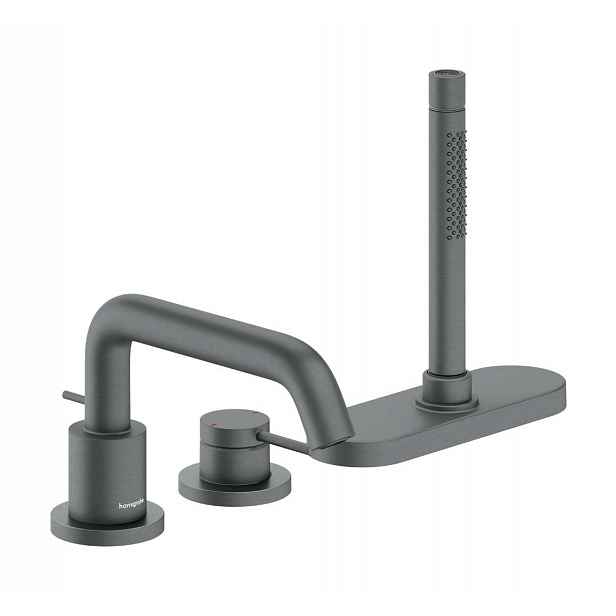 Hansgrohe Tecturis S - Baterie na okraj vany, 3-otvorová instalace, sBox, kartáčovaný černý chrom 73447340