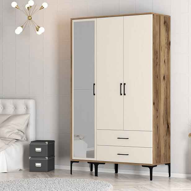 Šatní skříň Kumsal RT - Walnut, Cream