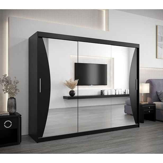 Skříň s posuvnými dveřmi AJA - šířka 250 cm, černá