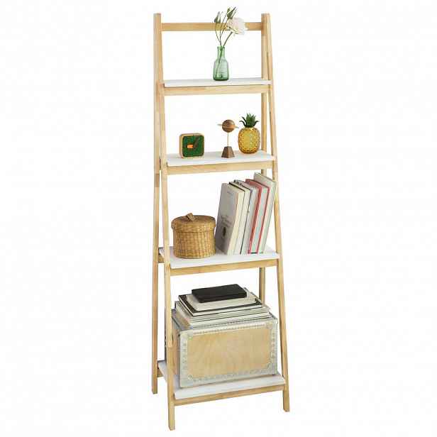 SoBuy KNIHOVNA se 3 policemi Přírodní 42x34x140cm Nordický