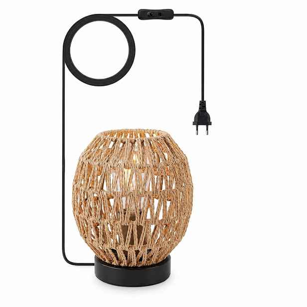 Stojací Lampa Noční Ratanová E27 s konektorem 2,5 m Boho Síťová pletená