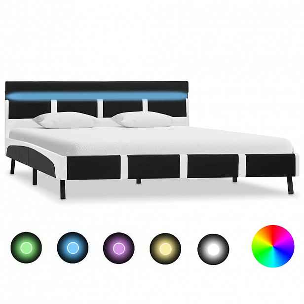 vidaXL Rám postele s LED světlem černý umělá kůže 120 x 200 cm