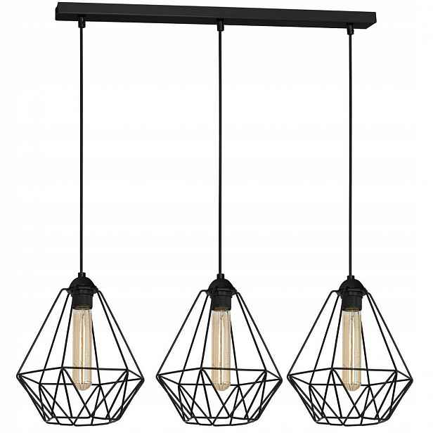 Závěsná Lampa Trojitá Drátěná Loftová Kovová E27