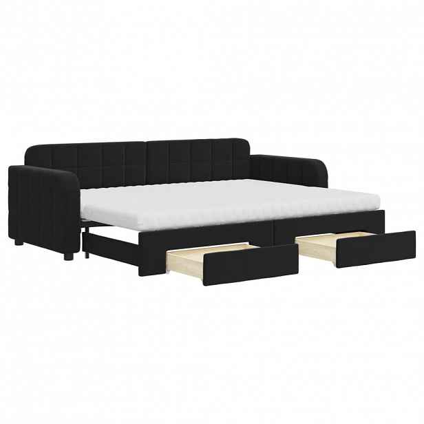 vidaXL Válenda s přistýlkou a zásuvkami černá 80 x 200 cm samet