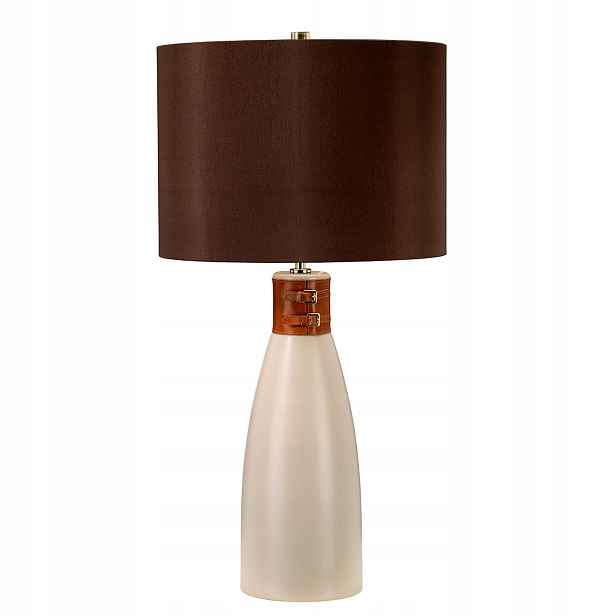 Keramická stolní lampa šedá hnědá 71 cm s stínítkem a páskem Elstead