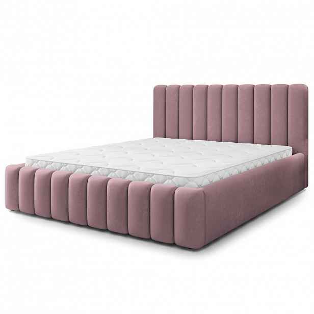 MASSENO ČALOUNĚNÁ Postel DINESE 200x200 cm Pudrově růžová