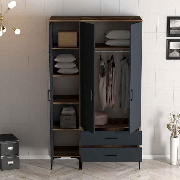 Šatní skříň Kumsal RT - Walnut, Anthracite