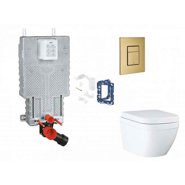 Grohe Uniset - Set předstěnové instalace, klozetu, sedátka SoftClose, tlačítka Skate Cosmopolitan a sady pro vhazování tablet, Triple Vortex, kartáčov