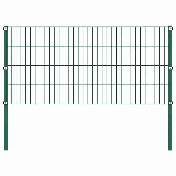 vidaXL Plotový panel se sloupky železný 176,5 x 80 cm zelený