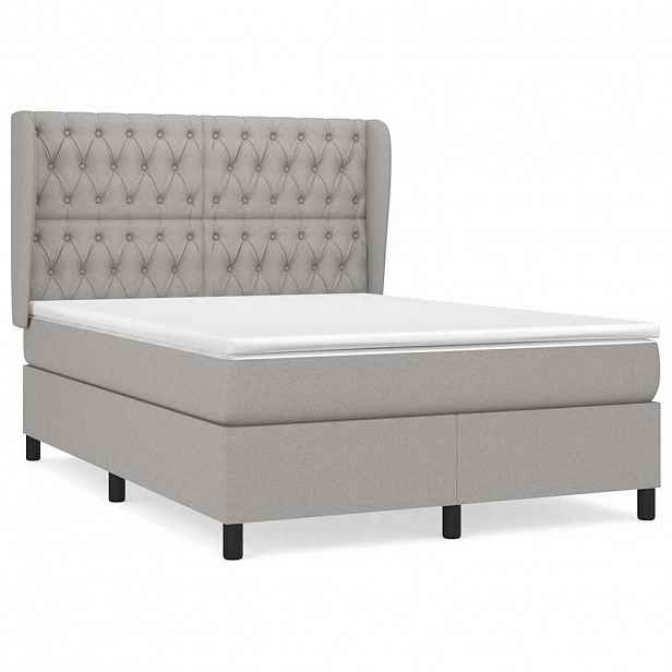 vidaXL Box spring postel s matrací světle šedá 140 x 200 cm textil