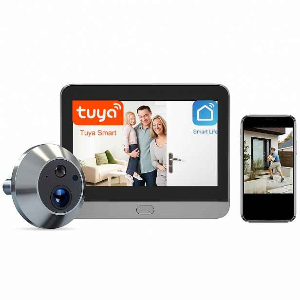 Kukátko na dveře s Full Hd kamerou WiFi Tuya, noční režim