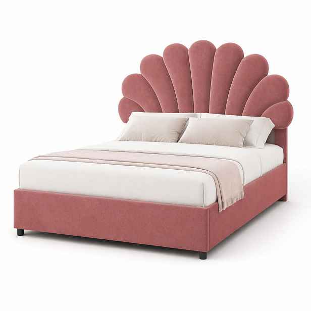 CHICFURN ČALOUNĚNÁ POSTEL 140/200 cm v růžové barvě s úložným prostorem ze sametu