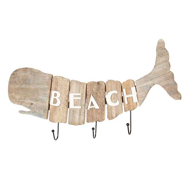 Dřevěný věšák velryba Beach - 58*5*27 cm Clayre & Eef
