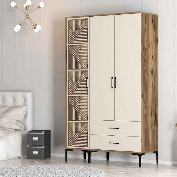 Šatní skříň Kumsal PT - Walnut, Cream