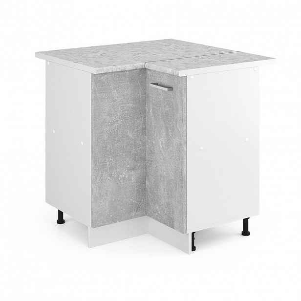 Vicco UNIVERZÁLNÍ ROHOVÁ SKŘÍŇ R-Line Beton 75.6 cm s dvířky, s pracovní deskou