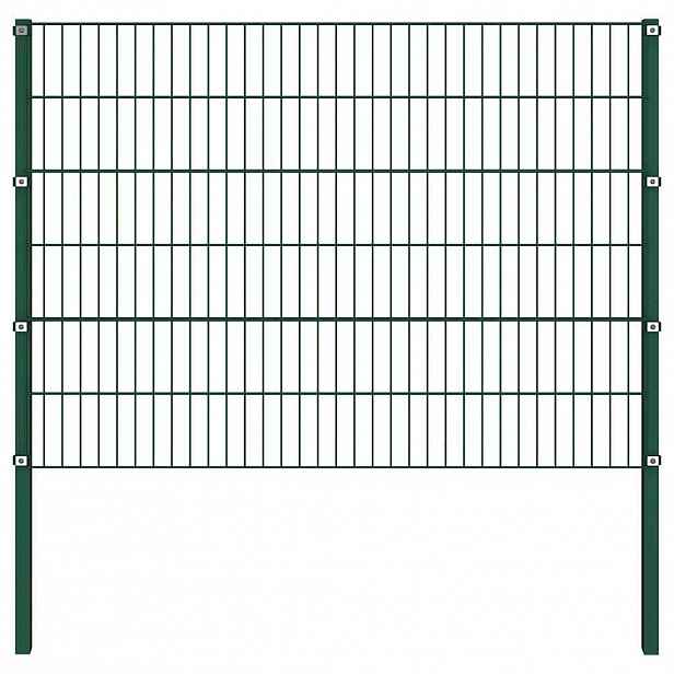 vidaXL Plotový panel se sloupky železný 176,5 x 120 cm zelený