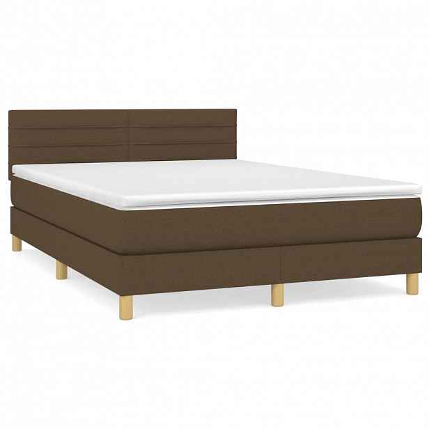 vidaXL Box spring postel s matrací tmavě hnědá 140x190 cm textil