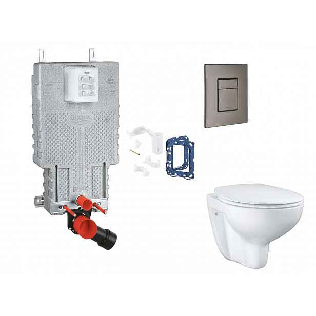 Grohe Uniset - Set předstěnové instalace, klozetu, sedátka SoftClose, tlačítka Skate Cosmopolitan a sady pro vhazování tablet, kartáčovaný Hard Graphi
