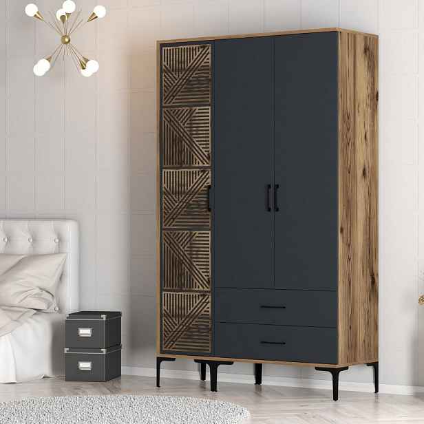Šatní skříň Kumsal PT - Walnut, Anthracite