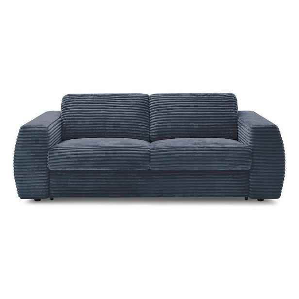 Tmavě modrá manšestrová pohovka na každodenní spaní/rozkládací 220 cm Hugo – Bobochic Paris