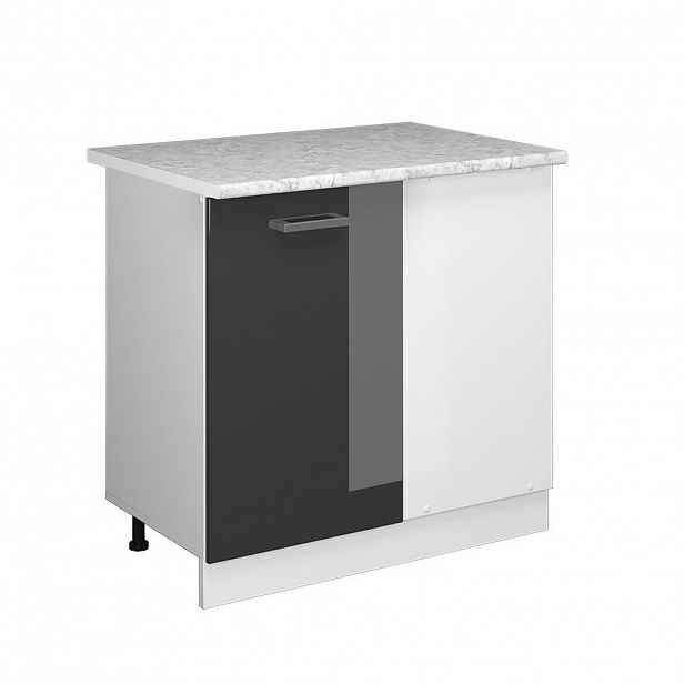 Vicco ROHOVÁ SKŘÍŇKA R-Line Antracitový vysoký lesk 86 cm s pracovní deskou